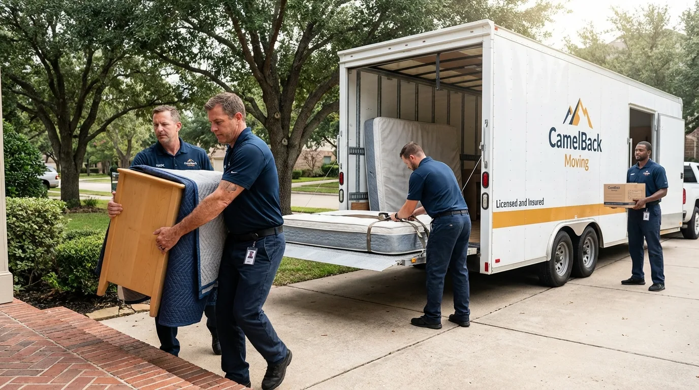 Crew loading residential truck for cross-state move from Big Pine Key, FL