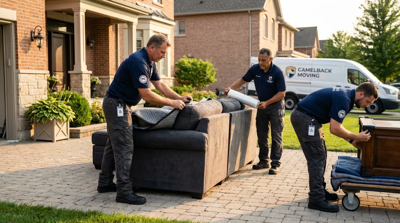 Large estate moving crew wrapping furniture in Big Pine Key, FL